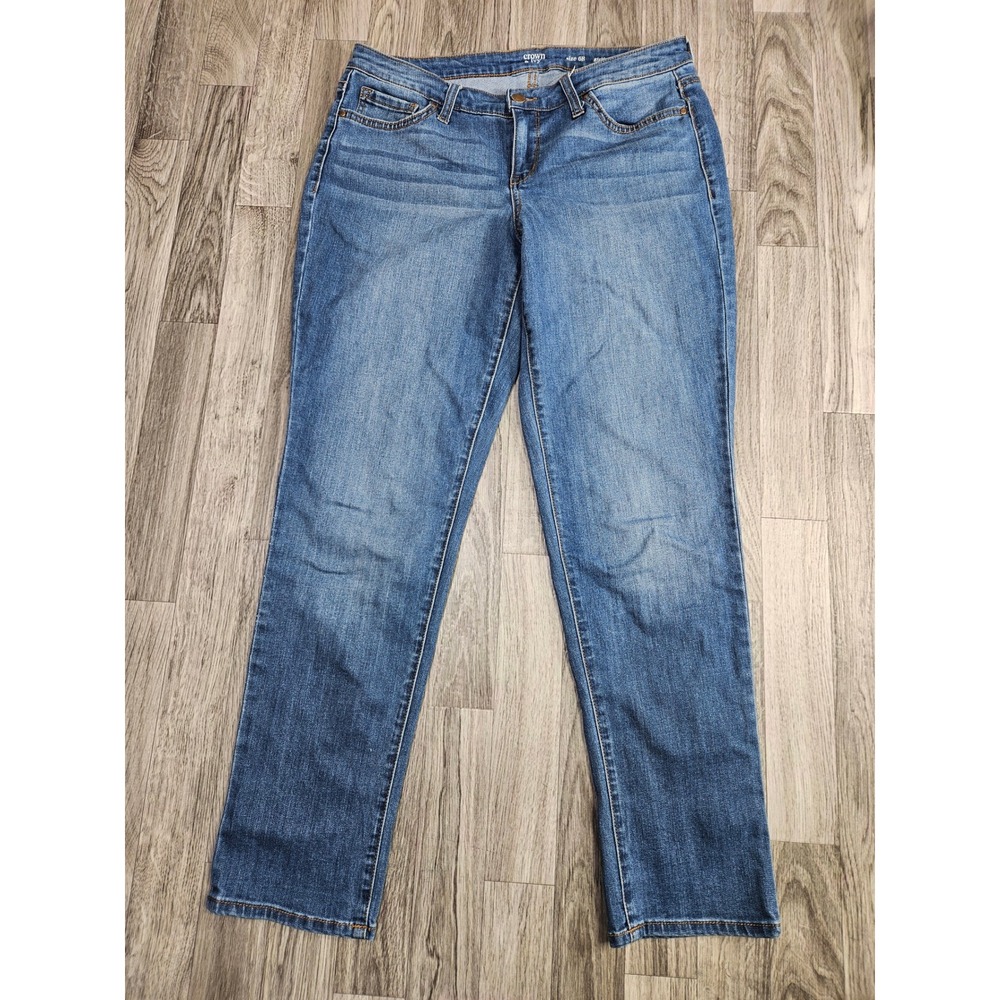 Crown & Ivy Girlfriend Jeans Women 6R Blue Medium Wash Straight Leg Denim